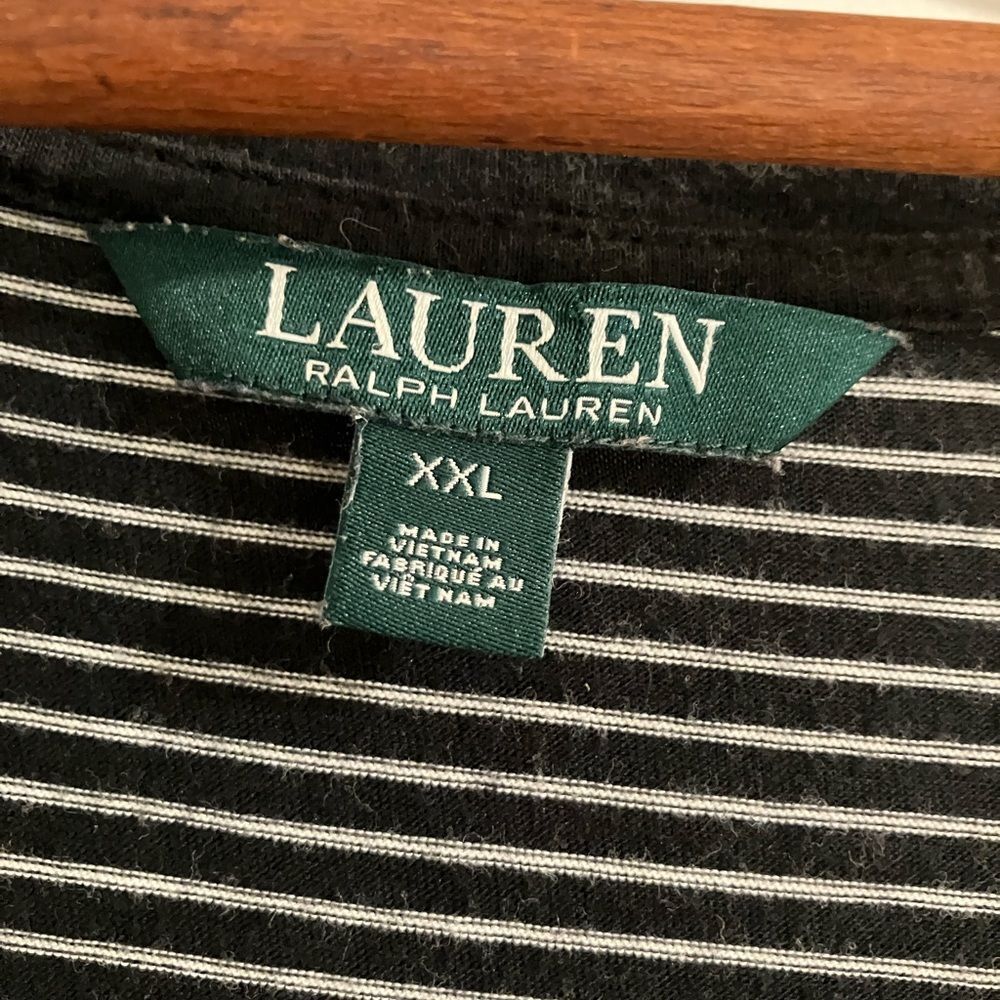 Ralph Lauren asymmetrical, maxi dress, black/white stripe, women’s size 2X - Picture 4 of 6